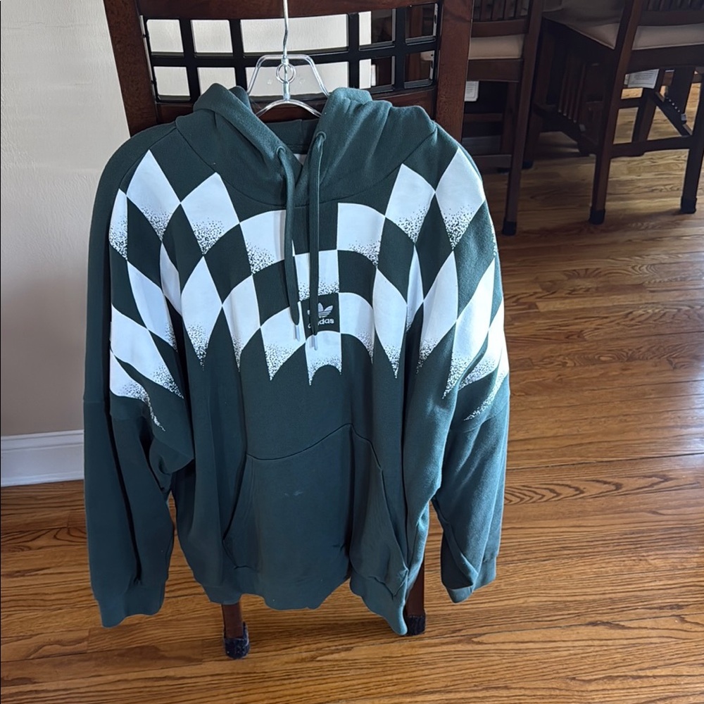 Green and White Checkered Hoodie
